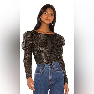 REVOLVE x House of Harlow Chiara Blouse in Noir & Gold size small